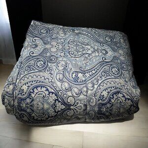 Ralph Lauren Chaps Home Brentwood Blue Paisley Sateen Queen Comforter Blanket